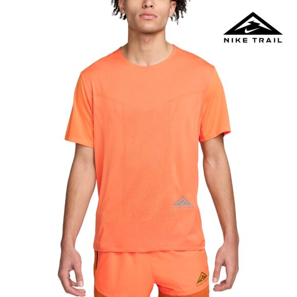 Nike Trail Dri-FIT Rise 365 Men's Short-Sleeve Running Gym Top Orange - Picture 1 of 8